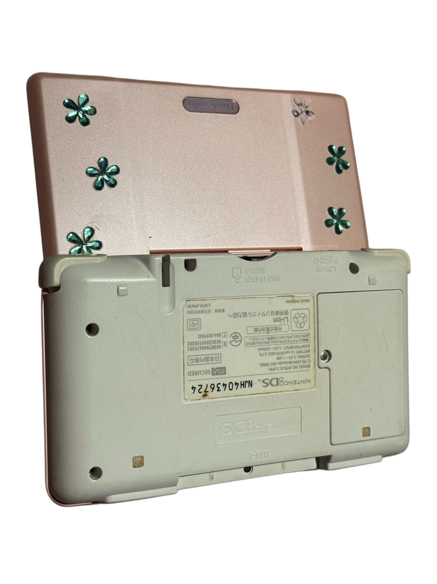 Rosa Nintendo DS med ladekabel