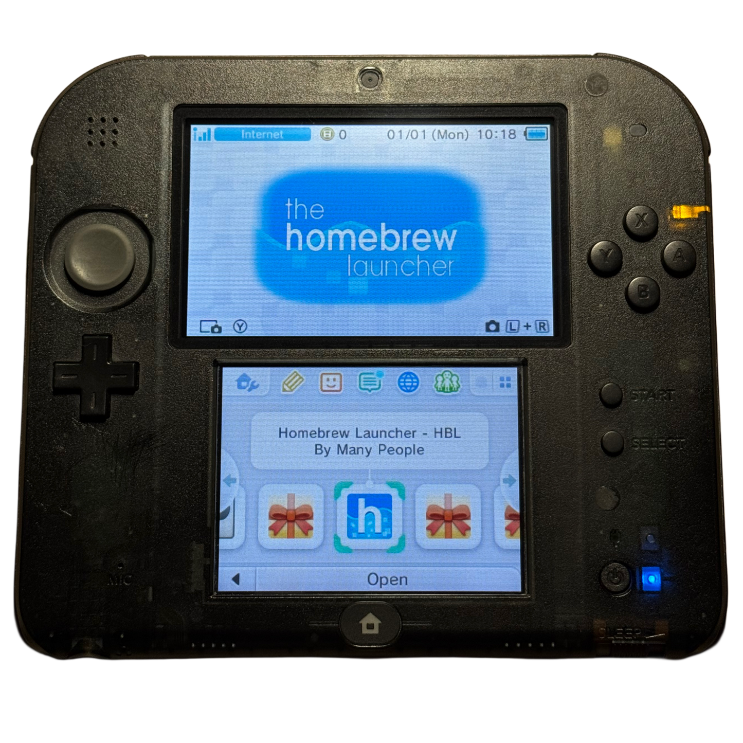 Gjennomsiktig svart Moddet Nintendo 2DS