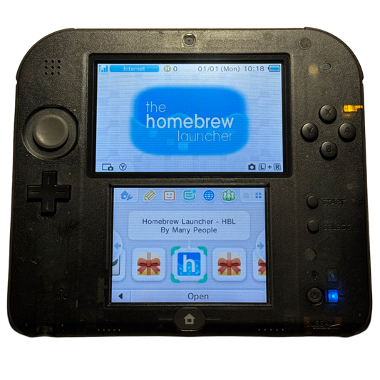 Gjennomsiktig svart Moddet Nintendo 2DS