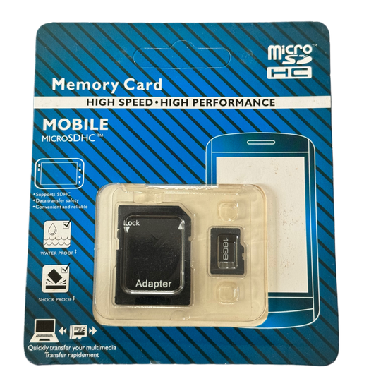 16GB mikro sd-kort med sd-kort adapter