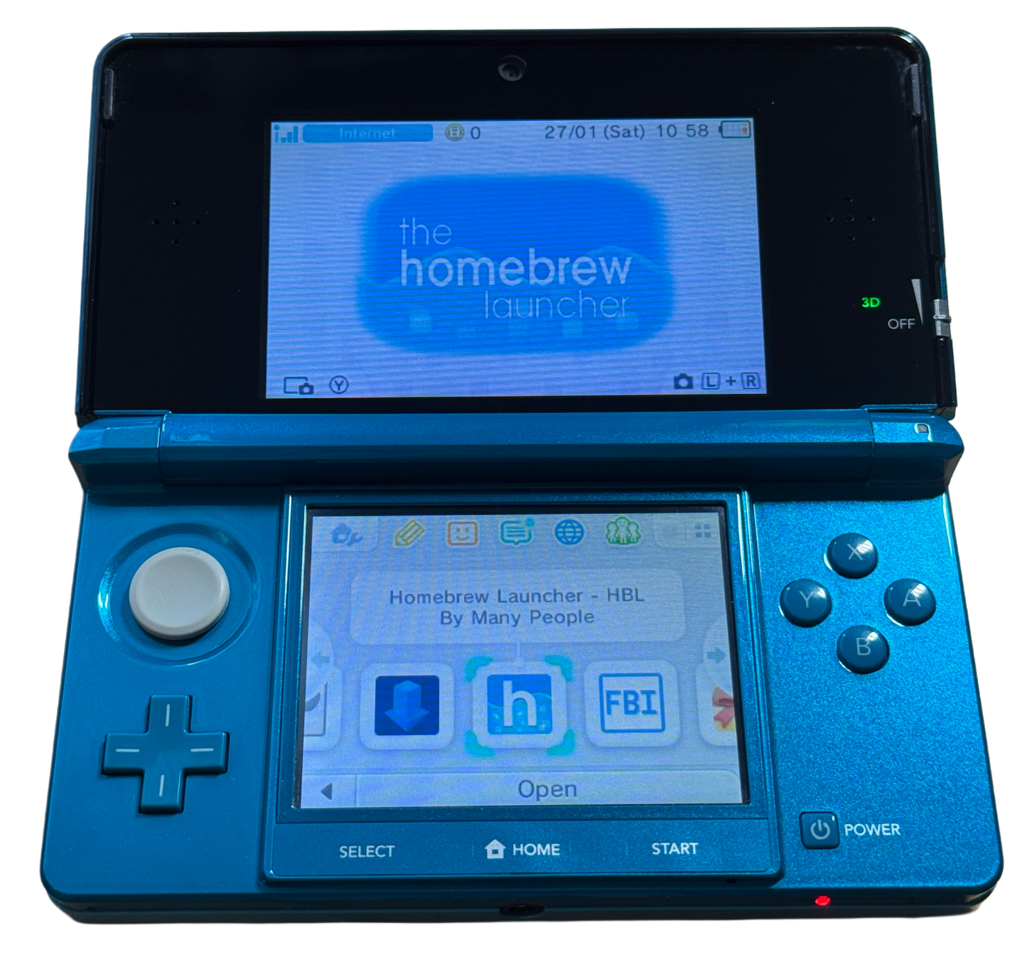Aqua Blue moddet Nintendo 3DS