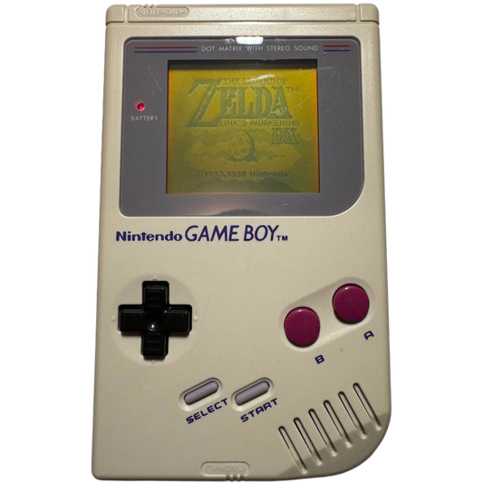 Grå Nintendo GameBoy med nytt skall, knapper og lense